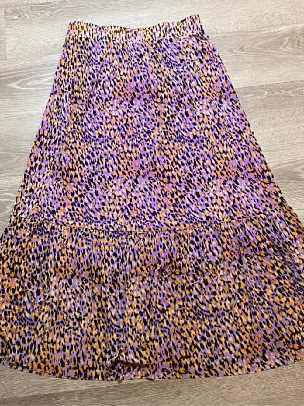 Scoop Boho Maxi Skirt Size Small 4/6 Purple Orange Yellow Ruffle Sheer Hem Festi